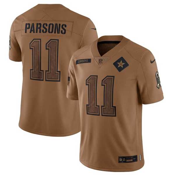 Mens Dallas Cowboys #11 Micah Parsons 2023 Brown Salute To Service Limited Football Stitched Jersey Dyin